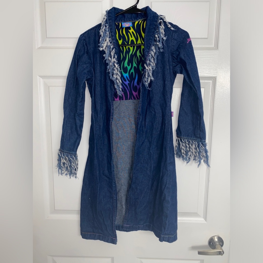 Vintage Lisa Frank Denim Fringe Coat